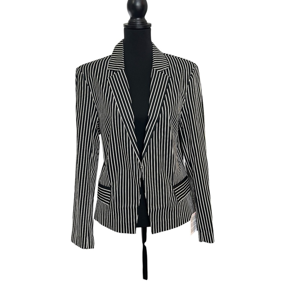NWT Topshop Striped Black and White Blazer Women Size 12 (Medium)